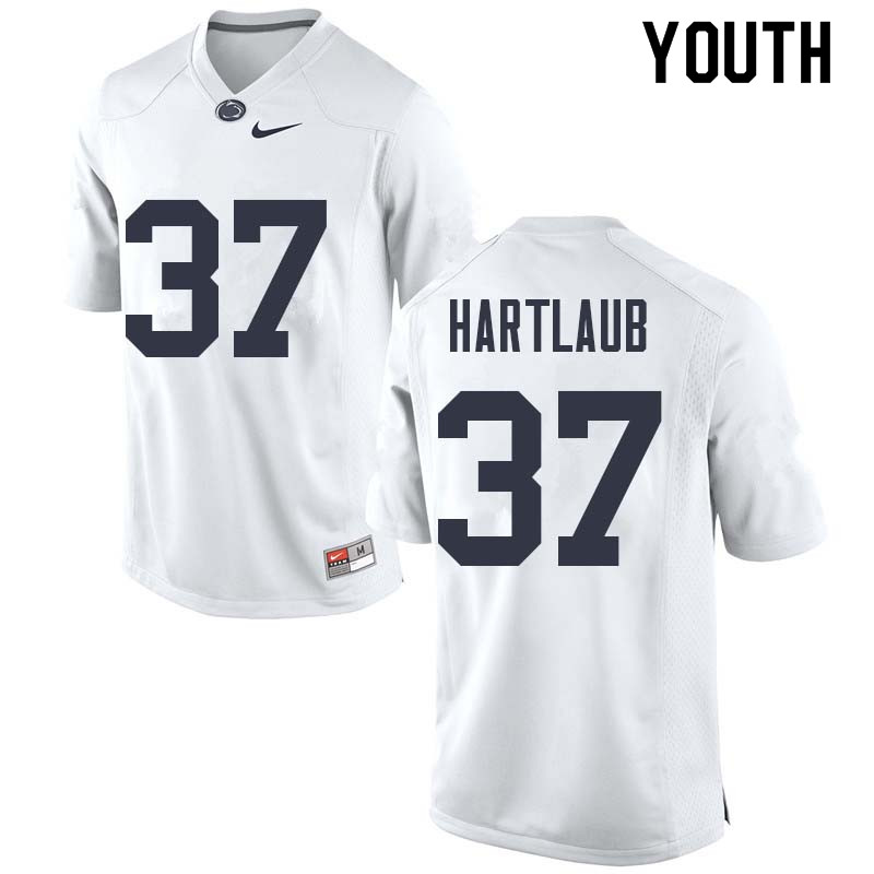 NCAA Nike Youth Penn State Nittany Lions Drew Hartlaub #37 College Football Authentic White Stitched Jersey YLF3898DX